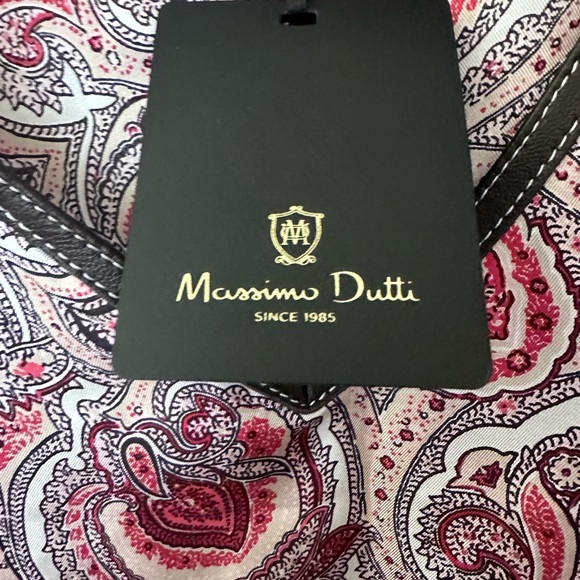 massimo dutti • nwt mulberry silk paisley slip dress mini 2 faux leather trim - Picture 5 of 10